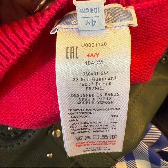 Jacadi Girls Fuchsia Meonore Faux Wrap Sweater size 4A NWT - Picture 5 of 6